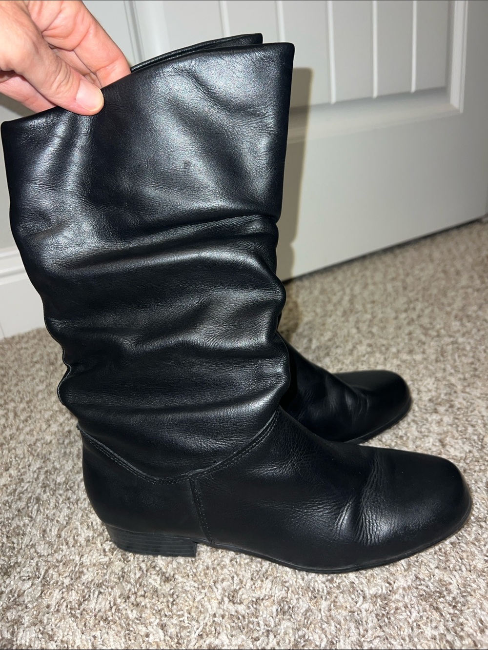 St John’s Bay Genuine Leather!! Cute Black Moto Slouch Boot – Mid-Calf size 9 - Picture 3 of 11